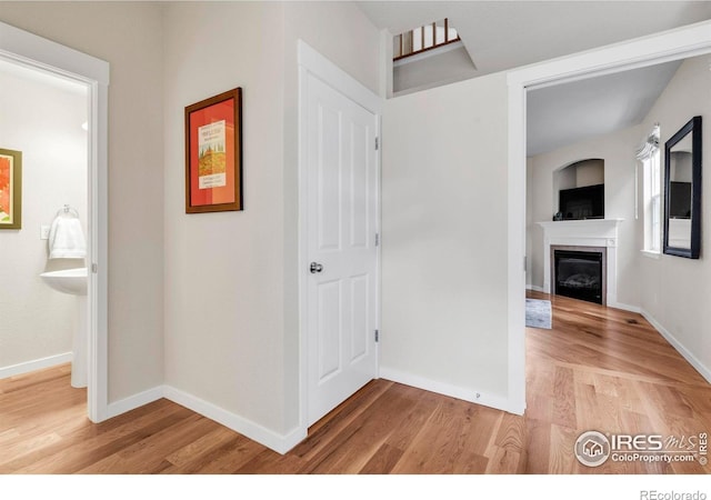 13255 Red Deer Trl, Broomfield, CO 80020 - hallway featuring light wood-type flooring and baseboards