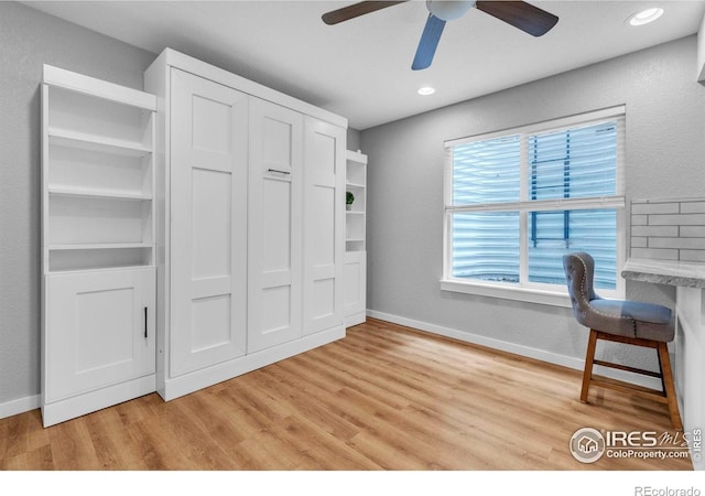 13255 Red Deer Trl, Broomfield, CO 80020 - unfurnished office featuring ceiling fan, light wood-style flooring, baseboards, and recessed lighting
