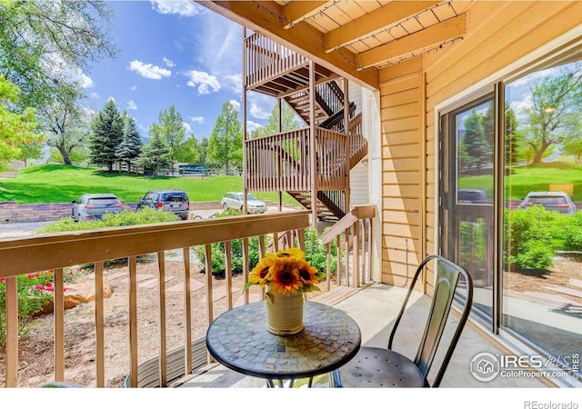 2800 Sundown Ln Unit 109, Boulder, CO 80303 - wooden terrace with stairway