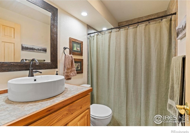 251 Huron Rd, Red Feather Lakes, CO 80545 - full bathroom featuring vanity, toilet, and recessed lighting