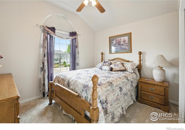 3006 54th Ave, Greeley, CO 80634 - bedroom featuring vaulted ceiling, carpet flooring, a ceiling fan, and baseboards