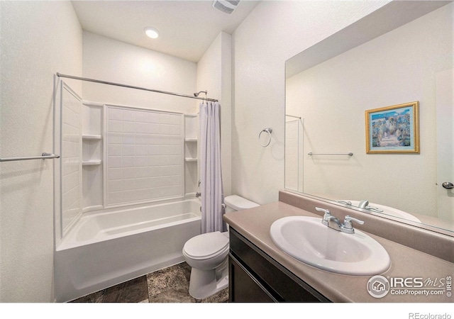 926 Birchdale Ct, Windsor, CO 80550 - bathroom with toilet, vanity, and shower / bath combo