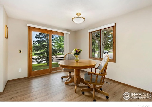 3301 Downing Ct, Fort Collins, CO 80526 - dining room featuring healthy amount of natural light, light wood-style flooring, and baseboards