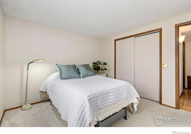 3301 Downing Ct, Fort Collins, CO 80526 - bedroom featuring light colored carpet, a closet, and baseboards