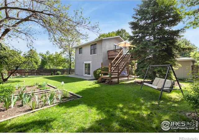 3301 Downing Ct, Fort Collins, CO 80526 - view of yard with stairway and a wooden deck