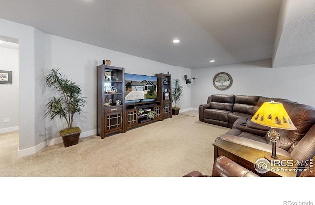 1384 Copeland Falls Rd, Severance, CO 80550 - living room featuring carpet floors, recessed lighting, and baseboards