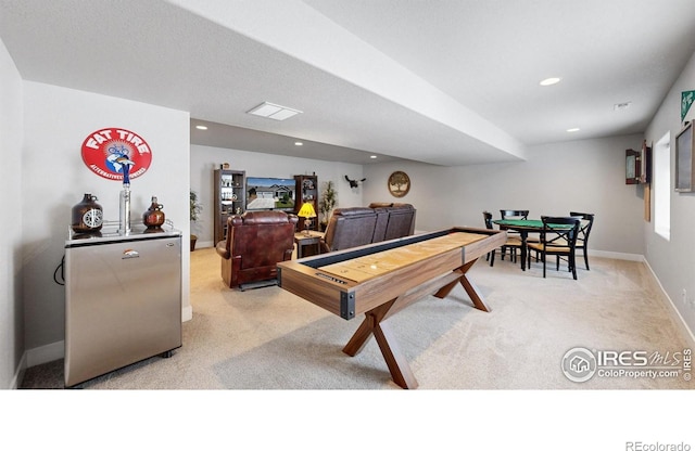 1384 Copeland Falls Rd, Severance, CO 80550 - rec room featuring light colored carpet, baseboards, recessed lighting, and billiards