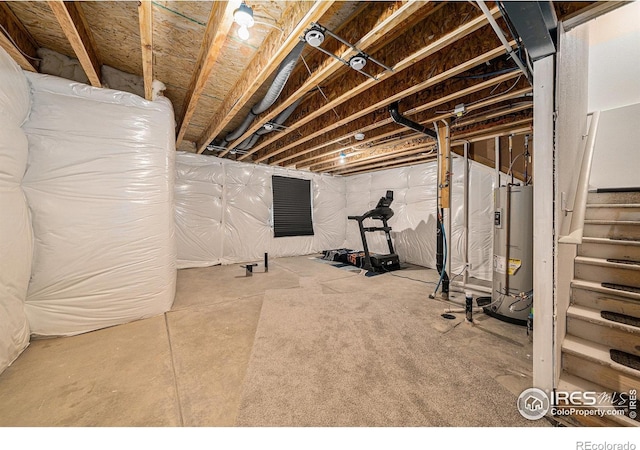 1099 Spartan Ave, Berthoud, CO 80513 - unfinished basement with water heater and stairway