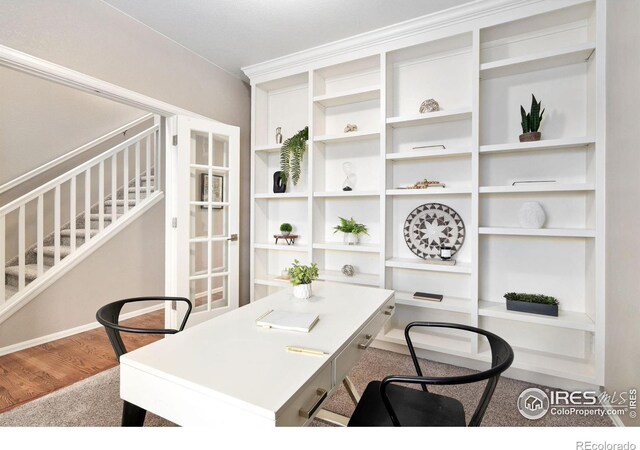 6492 Richland Ave, Timnath, CO 80547 - carpeted office space featuring wood finished floors and baseboards