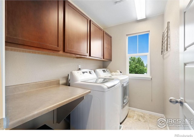 6492 Richland Ave, Timnath, CO 80547 - laundry room featuring cabinet space, independent washer and dryer, and baseboards