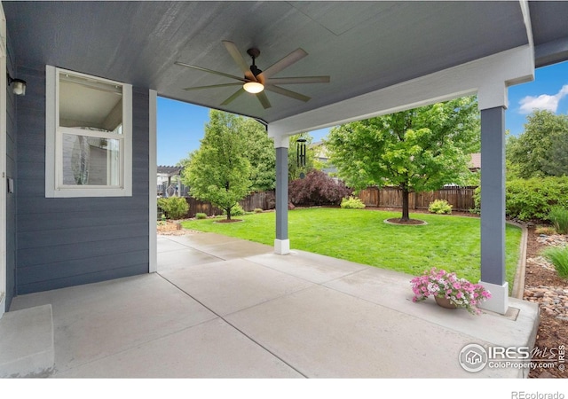 6492 Richland Ave, Timnath, CO 80547 - view of patio / terrace with a ceiling fan