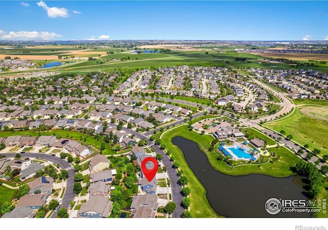 6492 Richland Ave, Timnath, CO 80547 - aerial view of property and surrounding area with a nearby body of water, nearby suburban area, and a golf club
