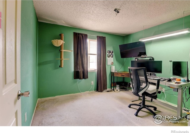 5241 E 128th Way, Thornton, CO 80241 - office area featuring a textured ceiling, carpet, and baseboards