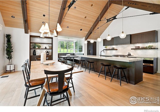 2100 Kohler Dr, Boulder, CO 80305 - dining space featuring wooden ceiling and light wood-style flooring