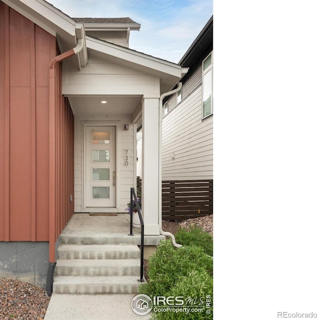730 Promenade Dr, Superior, CO 80027 - doorway to property featuring board and batten siding