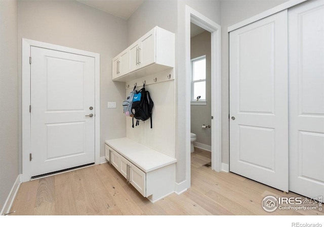 730 Promenade Dr, Superior, CO 80027 - mudroom featuring light wood-style floors and baseboards
