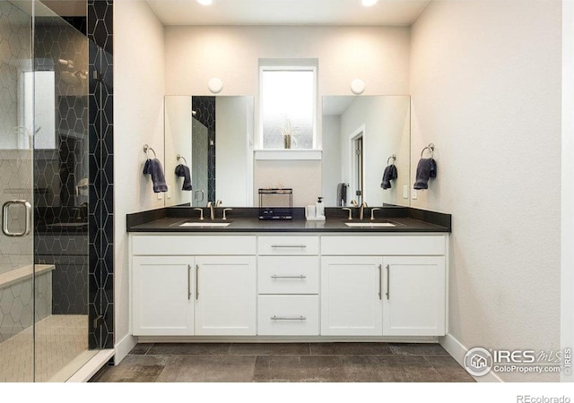 730 Promenade Dr, Superior, CO 80027 - full bath featuring double vanity, a shower stall, and baseboards