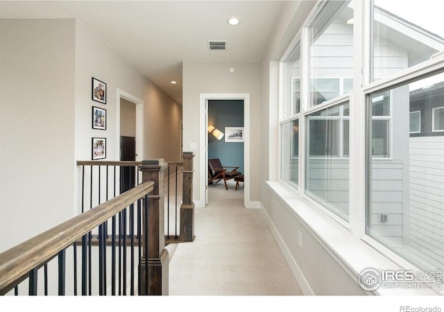 730 Promenade Dr, Superior, CO 80027 - hallway with an upstairs landing, carpet floors, recessed lighting, and baseboards