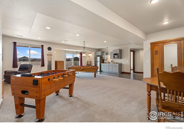 5532 Maidenhead Dr, Windsor, CO 80550 - rec room with carpet, recessed lighting, baseboards, and pool table