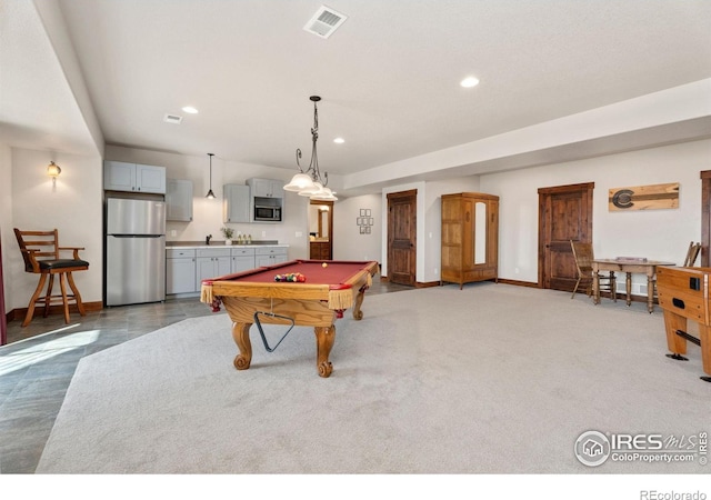 5532 Maidenhead Dr, Windsor, CO 80550 - game room with billiards, baseboards, and recessed lighting