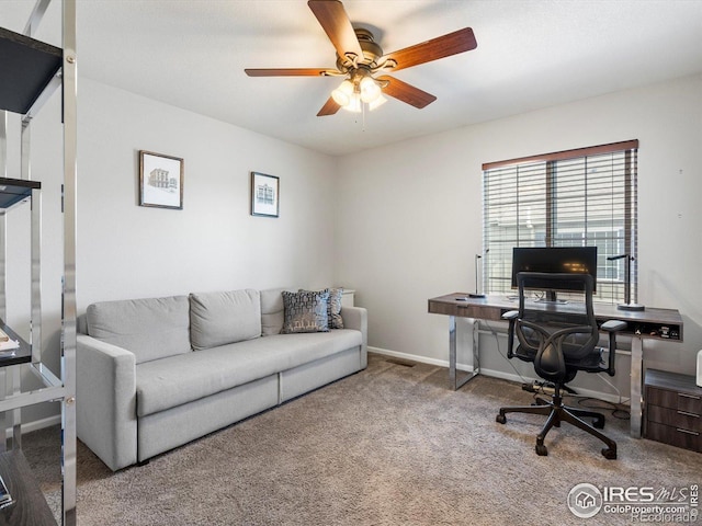 4795 Raven Run, Broomfield, CO 80023 - carpeted office space featuring a ceiling fan and baseboards