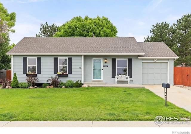 13441 Sheridan Blvd, Broomfield, CO 80020 - ranch-style home with concrete driveway, a garage, and a shingled roof