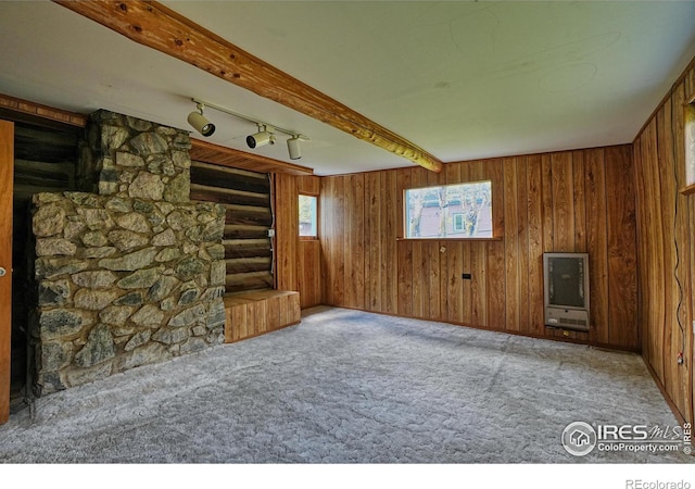 545 Eldorado Ave, Nederland, CO 80466 - below grade area with heating unit, carpet, and track lighting