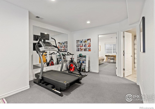 2001 Coralbells Ct, Longmont, CO 80503 - workout area featuring carpet flooring, baseboards, and recessed lighting