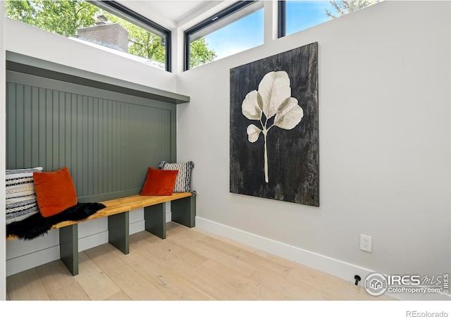 2860 Table Mesa Dr, Boulder, CO 80305 - mudroom featuring wood finished floors and baseboards