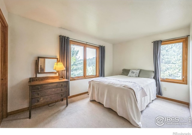 17284 W County Road 74e, Red Feather Lakes, CO 80545 - bedroom featuring baseboards and light carpet