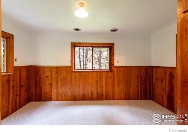 35106 Boulder Canyon Dr, Boulder, CO 80302 - carpeted empty room featuring wainscoting and wooden walls