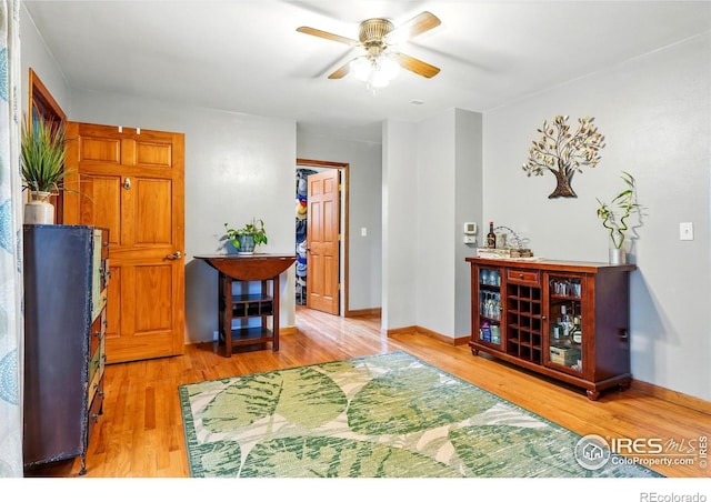 50 S 31st St, Boulder, CO 80305 - interior space with wood finished floors, a ceiling fan, and baseboards