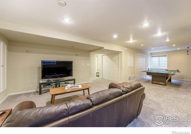 2204 Lasalle St, Superior, CO 80027 - living area with light carpet, baseboards, billiards, and recessed lighting