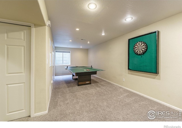 2204 Lasalle St, Superior, CO 80027 - game room with carpet flooring, baseboards, a textured ceiling, and recessed lighting