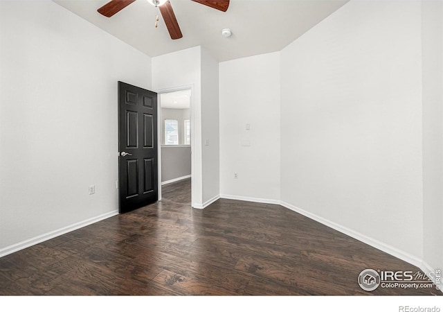13024 Grant Cir W Unit A, Thornton, CO 80241 - spare room with ceiling fan, dark wood finished floors, and baseboards