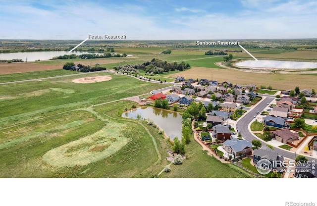 2767 Stallion Way, Mead, CO 80542 - aerial view of residential area featuring a large body of water