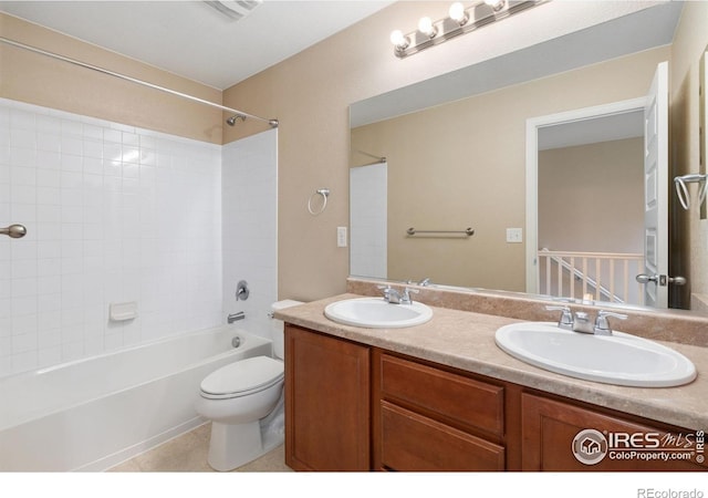 6340 Spring Valley Rd, Timnath, CO 80547 - full bath featuring double vanity, shower / bath combination, and toilet