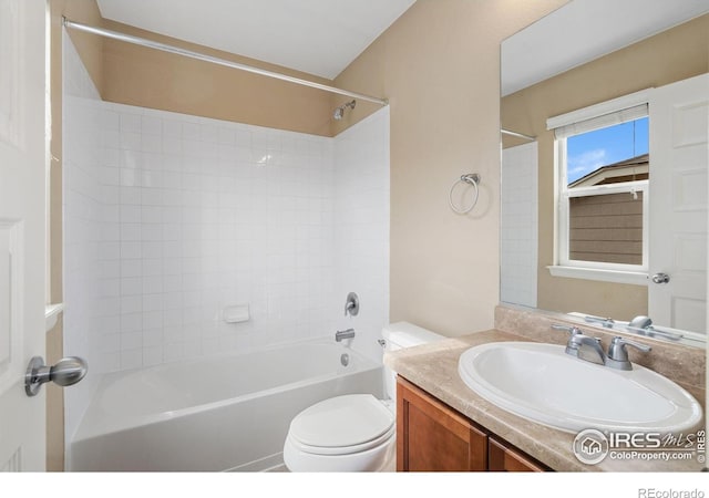 6340 Spring Valley Rd, Timnath, CO 80547 - bathroom with vanity, toilet, and bathing tub / shower combination