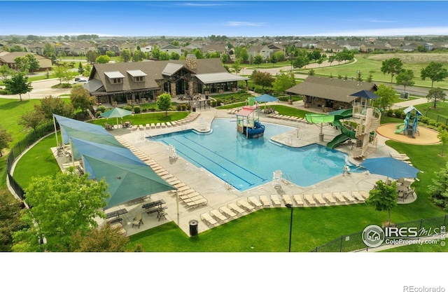 6340 Spring Valley Rd, Timnath, CO 80547 - community pool with a patio and a residential view