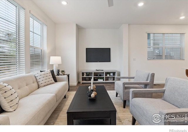 645 Flintwood Pl, Lafayette, CO 80026 - living room with baseboards, recessed lighting, and wood finished floors