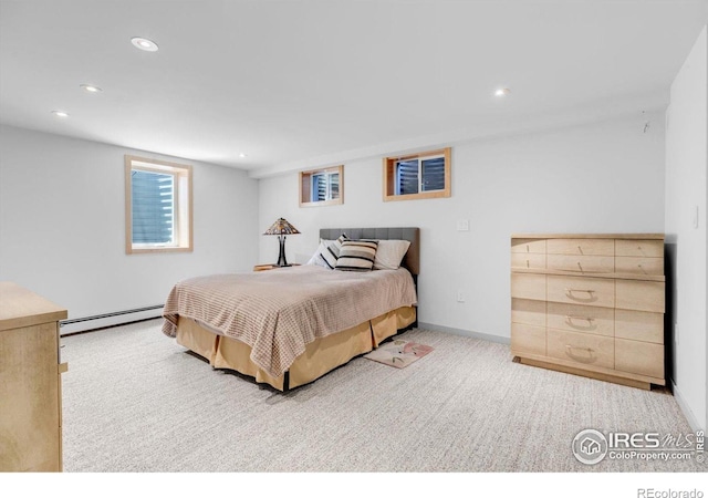 205 Lipan Way, Boulder, CO 80303 - carpeted bedroom with a baseboard heating unit, recessed lighting, and baseboards