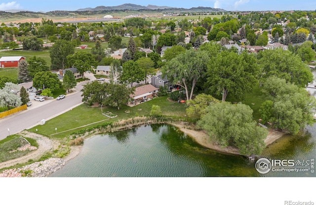 1702 Kennedy Ave, Loveland, CO 80538 - aerial perspective of suburban area featuring a water and mountain view