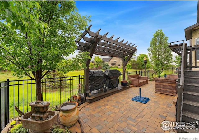 2038 Vineyard Dr, Windsor, CO 80550 - view of patio / terrace featuring a pergola and grilling area