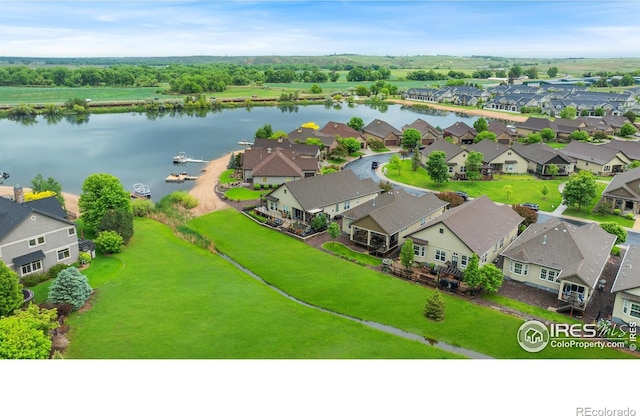 2038 Vineyard Dr, Windsor, CO 80550 - aerial view of residential area featuring a large body of water