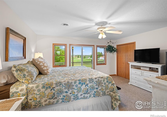 36091 Appy Rd, Eaton, CO 80615 - carpeted bedroom featuring access to outside and a ceiling fan