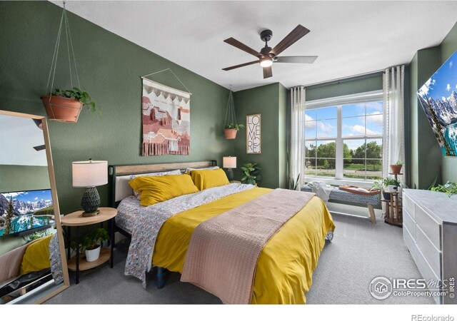 1922 Naturita St, Loveland, CO 80538 - bedroom with carpet floors and ceiling fan