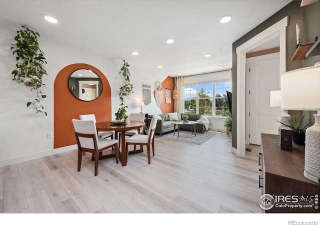 1922 Naturita St, Loveland, CO 80538 - dining room with light wood-style flooring, recessed lighting, and baseboards