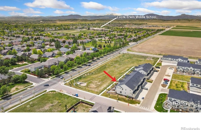 1922 Naturita St, Loveland, CO 80538 - aerial perspective of suburban area with a mountainous background