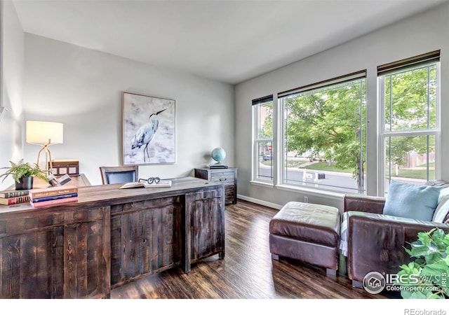 5111 Mt St Vrain Ave, Frederick, CO 80504 - office area featuring dark wood-style flooring and baseboards