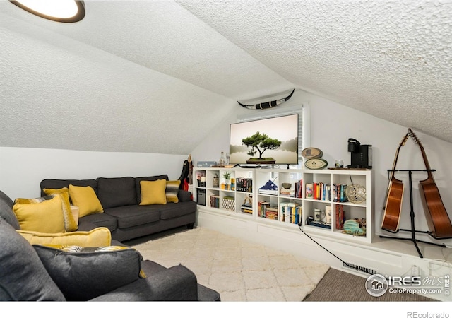 701 Mathews St, Fort Collins, CO 80524 - living area with a textured ceiling and lofted ceiling